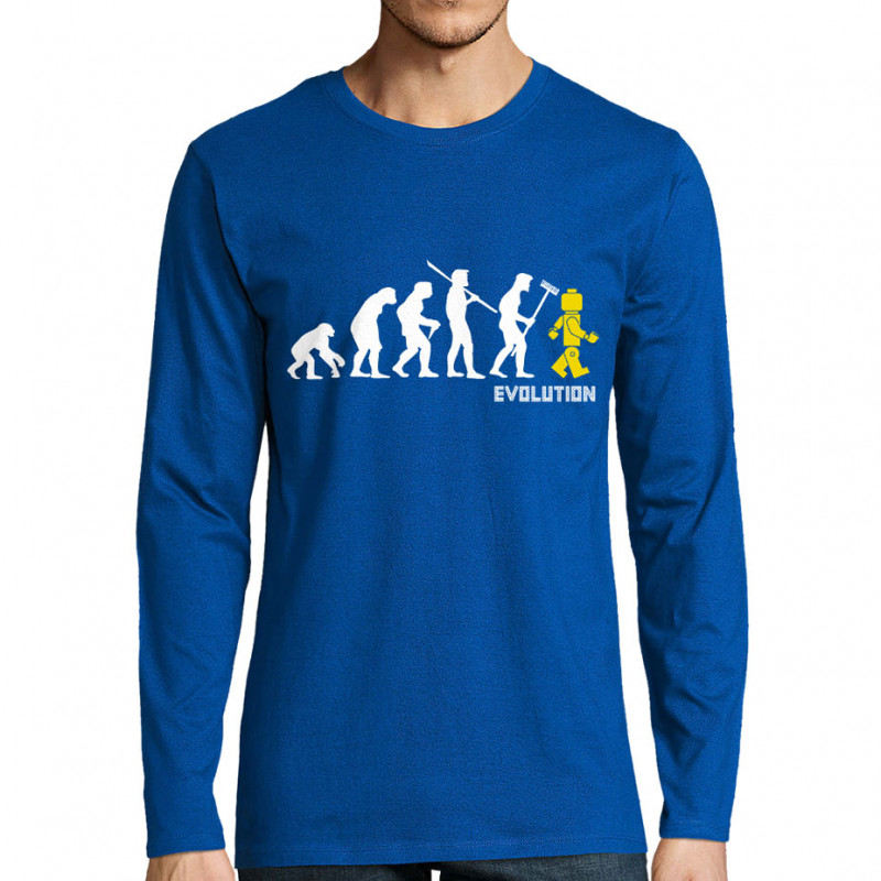 T-shirt homme manches longues bleu royal Evolution Légo (Gondrax,Humour,Evolution)