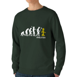 Sweat homme bio col rond vert foncé Evolution Légo (Gondrax,Humour,Evolution)