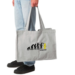 Grand sac shopping en toile recyclé gris chiné Evolution Légo (Gondrax,Humour,Evolution)