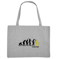 Grand sac shopping en toile recyclé gris chiné Evolution Légo (Gondrax,Humour,Evolution)