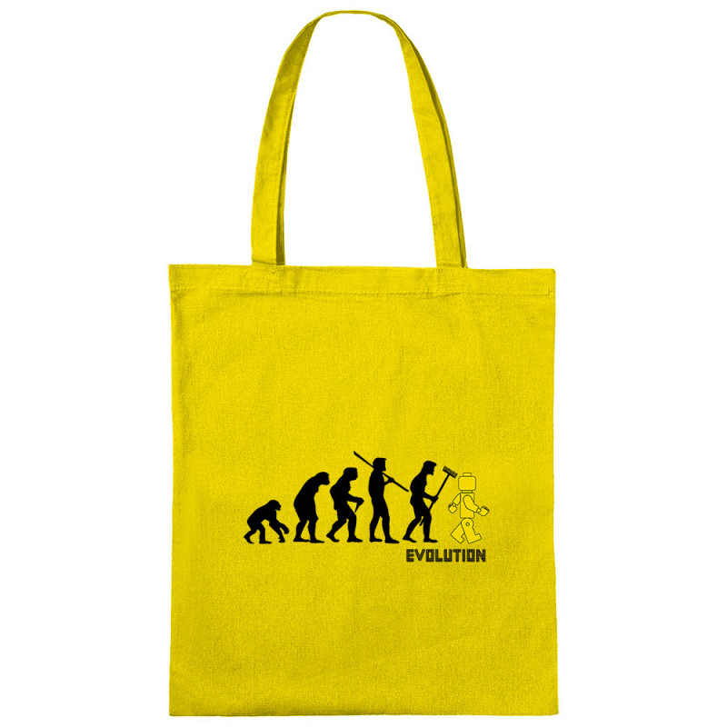 Sac shopping en toile jaune Evolution Légo (Gondrax,Humour,Evolution)