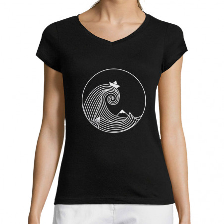 T-shirt femme col V "Petit...