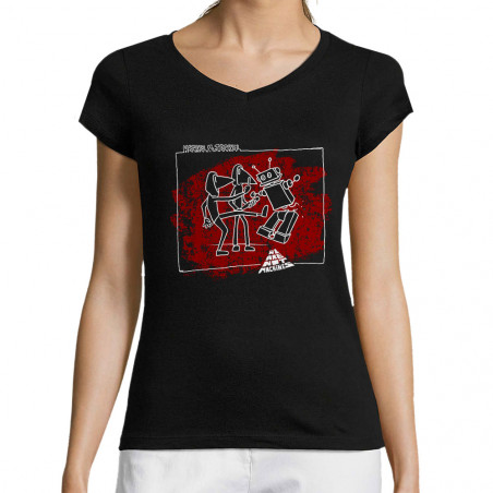 T-shirt femme col V "Heckel...
