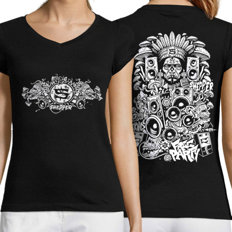 T-shirt femme col V "Rave...