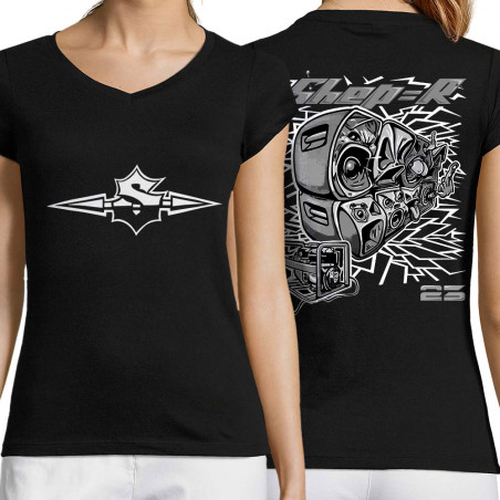 T-shirt femme col V...
