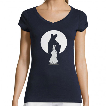 T-shirt femme col V "Ombre...