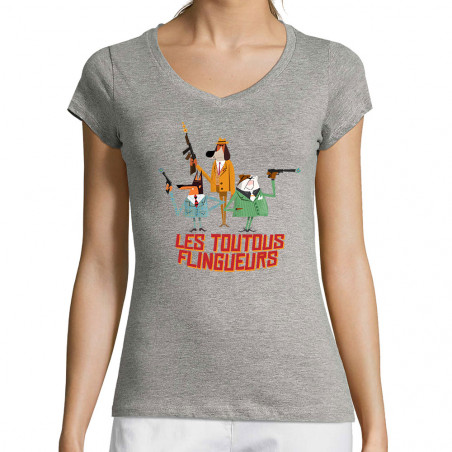 T-shirt femme col V "Les...