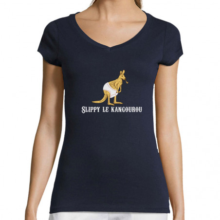 T-shirt femme col V "Slippy...