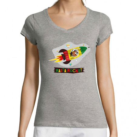 T-shirt femme col V "Rasta...