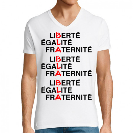 T-shirt homme col V "BLA...