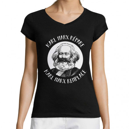 T-shirt femme col V "Karl...