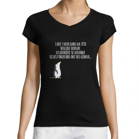 T-shirt femme col V "Si les...