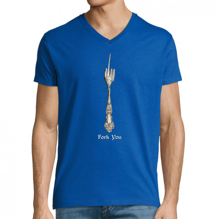 T-shirt homme col V "Fork You"