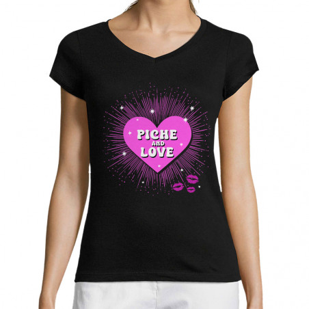 T-shirt femme col V "Piche...