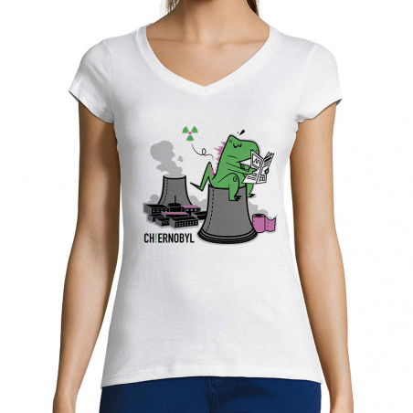 T-shirt femme col V...