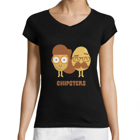 T-shirt femme col V...