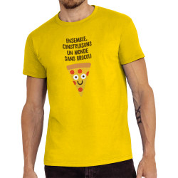 Tee-shirt homme jaune Construisons un monde sans brocoli (Alex Kidd,Fruits & Légumes,Humour)