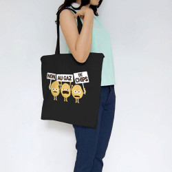Sac shopping en toile noir Non au gaz de chips (Alex Kidd,Humour,Fruits & Légumes)