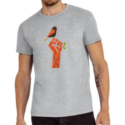 Tee-shirt homme gris chiné Résiste (Alex Kidd,Ecologie)