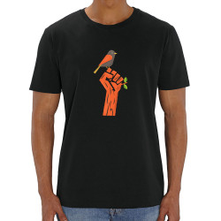 T-shirt homme coton bio noir Résiste (Alex Kidd,Ecologie)