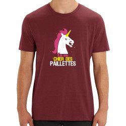 T-shirt homme coton bio bordeaux Ca va chier des paillettes (Animaux,Humour,Amazon,Zewa)
