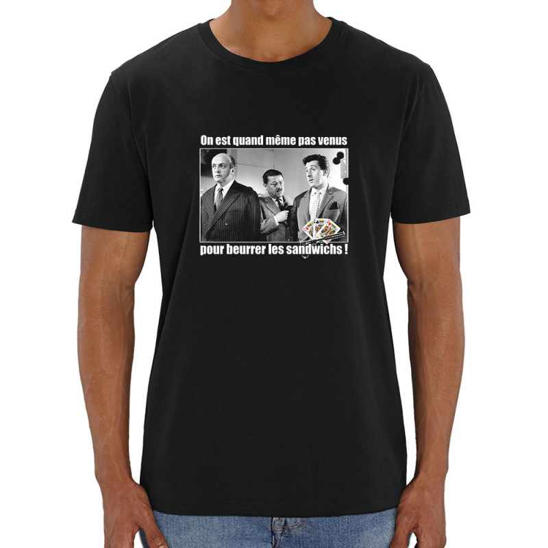 T-shirt homme coton bio noir Tontons Flingueurs Beurrer les sandwichs (Films/Séries,Les Tontons Flingueurs)