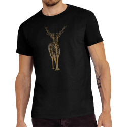 Tee-shirt homme noir Deer Trees (Caffein Art,Animaux)