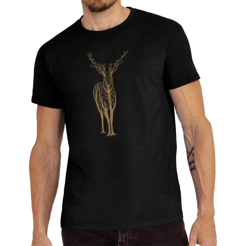 Tee-shirt homme noir Deer Trees (Caffein Art,Animaux)