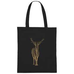 Sac shopping en toile noir Deer Trees (Caffein Art,Animaux)