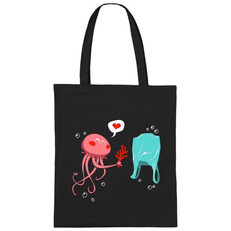 Sac shopping en toile noir Méduse (Animaux,Ecologie)