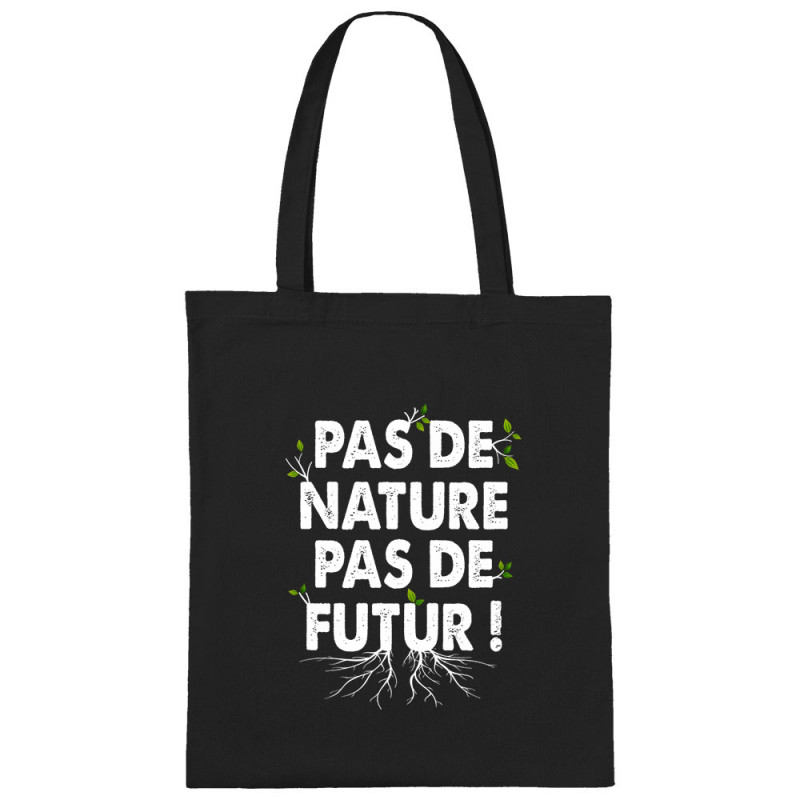 Sac shopping en toile noir Pas de nature pas de futur (Gondrax,Slogans engagés,Ecologie)