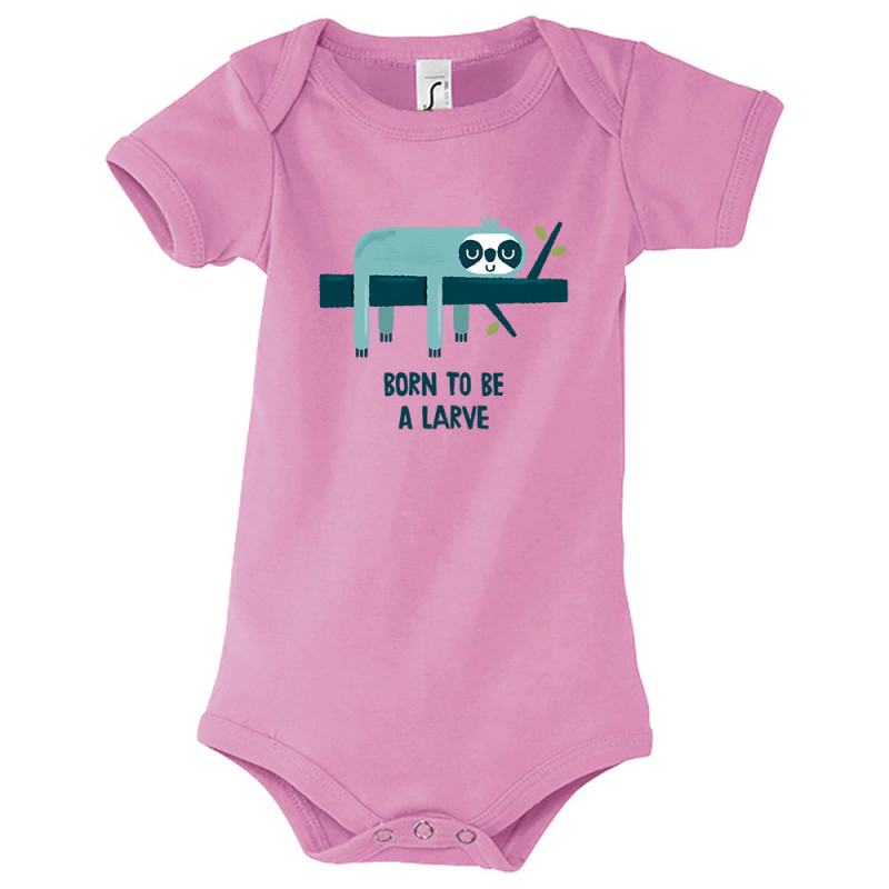 Body bébé rose Born to be a Larve (Alex Kidd,Animaux,Humour,Paresse)