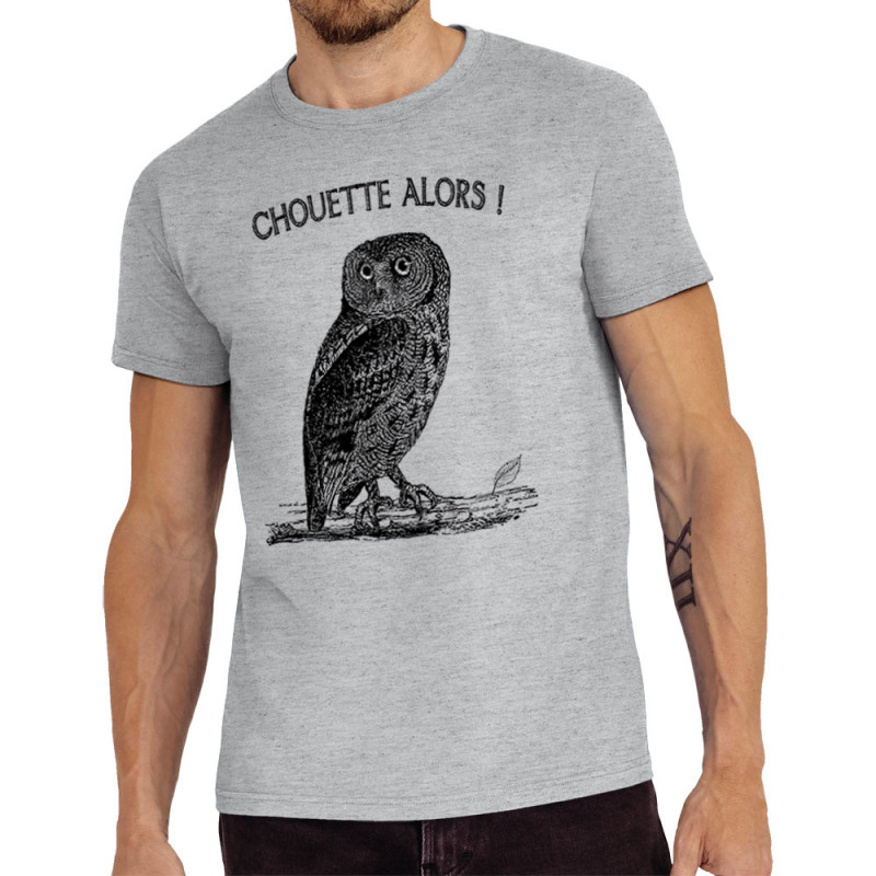Tee-shirt homme gris chiné Chouette alors (Gondrax,Les Bébêtes,Animaux)