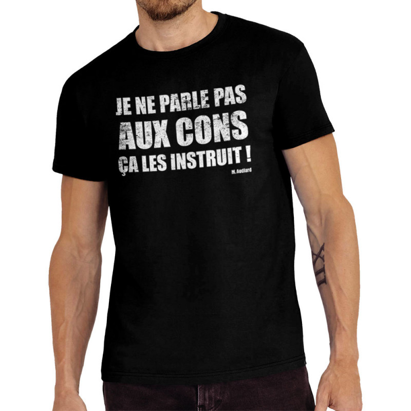 Tee-shirt homme noir Je ne parle pas aux cons (Gondrax,Films/Séries,Slogans Débiles)