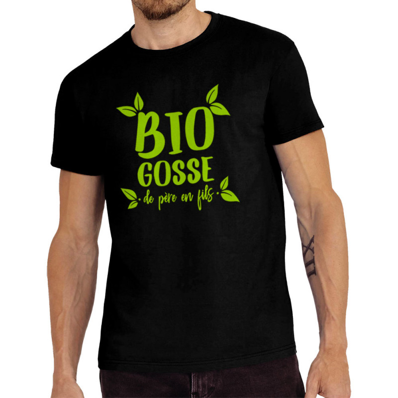 Tee-shirt homme noir Bio gosse de père en fils (Zewa,Humour,Ecologie,Bébés)