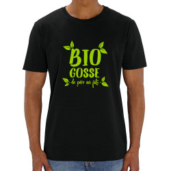 T-shirt homme coton bio noir Bio gosse de père en fils (Zewa,Humour,Ecologie,Bébés)