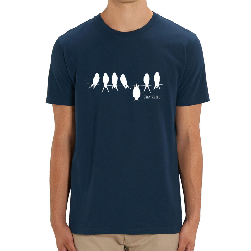 T-shirt homme coton bio bleu marine Stay Rebel (Gondrax,Animaux,Humour,Stay)