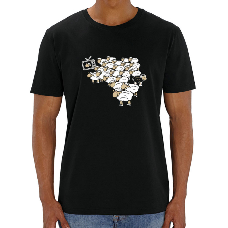 T-shirt homme coton bio noir Moutons (Gondrax,Humour,Slogans engagés,Animaux)