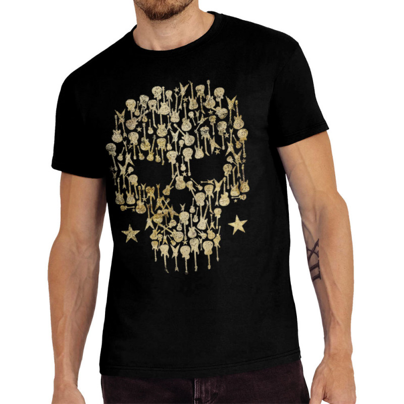 Tee-shirt homme noir Skull Guitar (Gondrax,Têtes de morts,Rock & Punk)