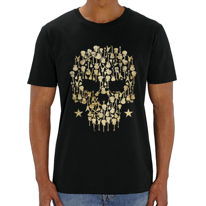 T-shirt homme coton bio noir Skull Guitar (Gondrax,Têtes de morts,Rock & Punk)