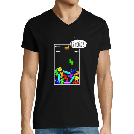 T-shirt homme col V "Tetris...