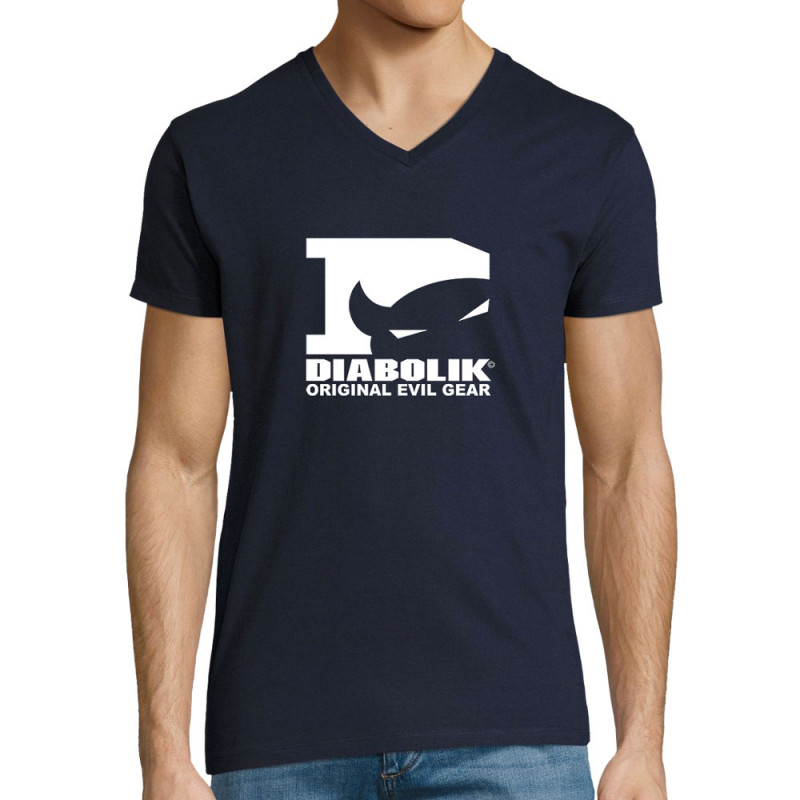 T-shirt homme col V bleu marine Diabolik - D Logo (Diabolik)