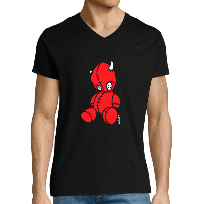 T-shirt homme col V noir Diabolik - Puppet (Diabolik)