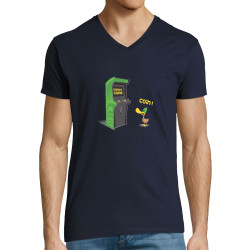 T-shirt homme col V bleu marine Insert Coins (Ted Boundy,Animaux,Humour,Jeux Vidéo / Geek)