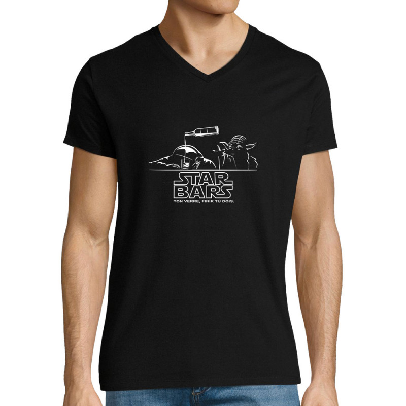 T-shirt homme col V noir Star Bars (Le Duc,Jeux Vidéo / Geek,Alcool,Star Wars)