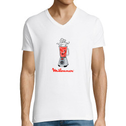 T-shirt homme col V blanc Milounex (Mattdez,Humour,Fruits & Légumes)