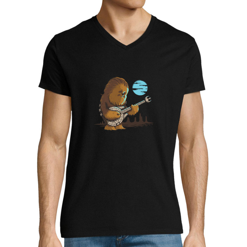 T-shirt homme col V noir Chewbacca Blues (Le Duc,Films/Séries,Star Wars)