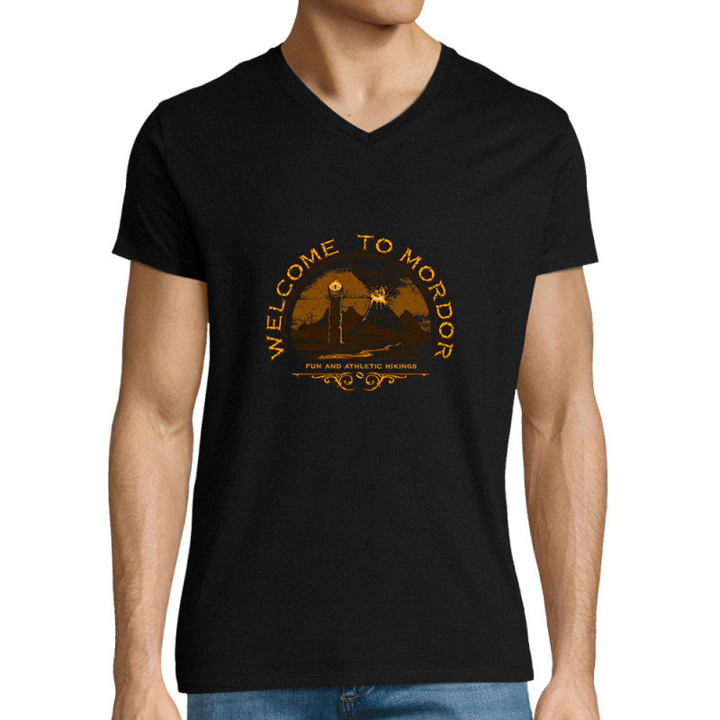 T-shirt homme col V noir Welcome to Mordor (Le Duc,Films/Séries)
