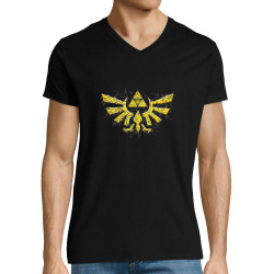 T-shirt homme col V noir Triforce Stone (Le Duc,Jeux Vidéo / Geek)