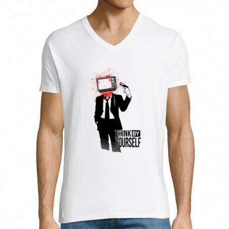 T-shirt homme col V "Think...